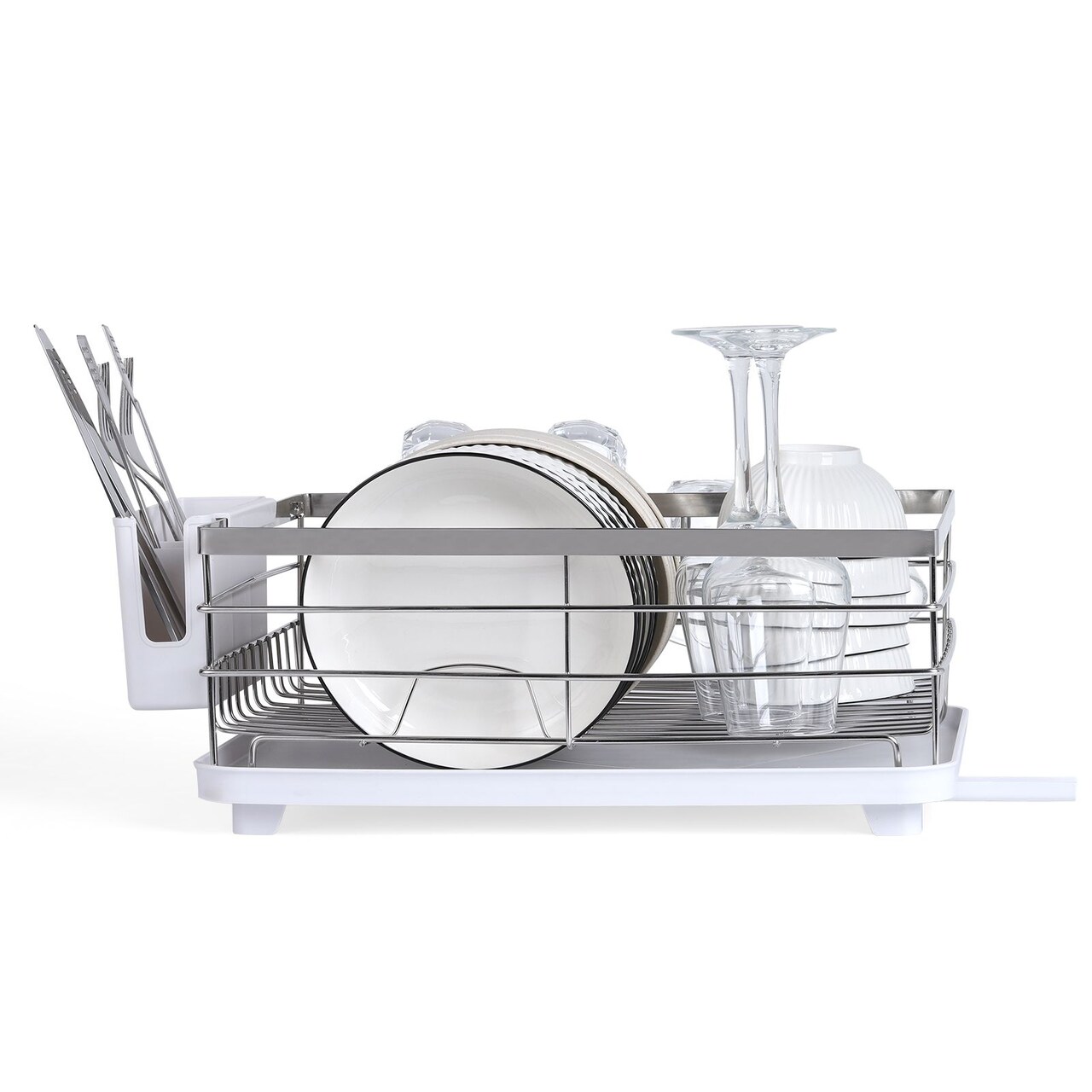 Countertop Dish Drying Rack, Stainless Steel Dish Drainer with Utensil Holder